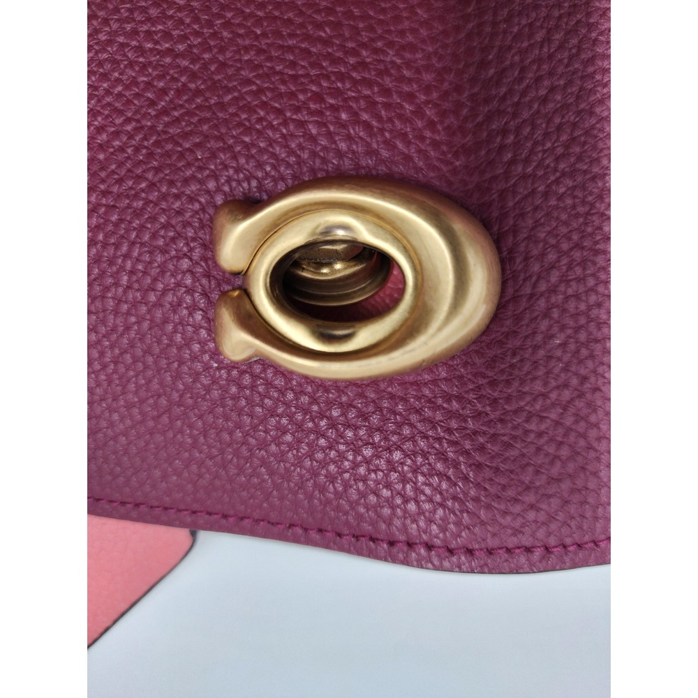 Coach Willow Tote Bag Berry Polished Pebble Leather Turnlock C0691 Womens - Picture 6 of 16